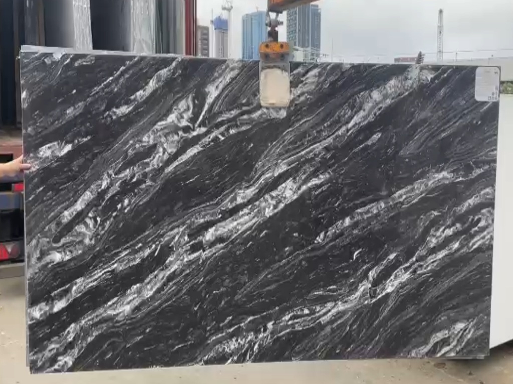 Nebula Classic Quartz worktop slab video thumbnail showing colour and texture