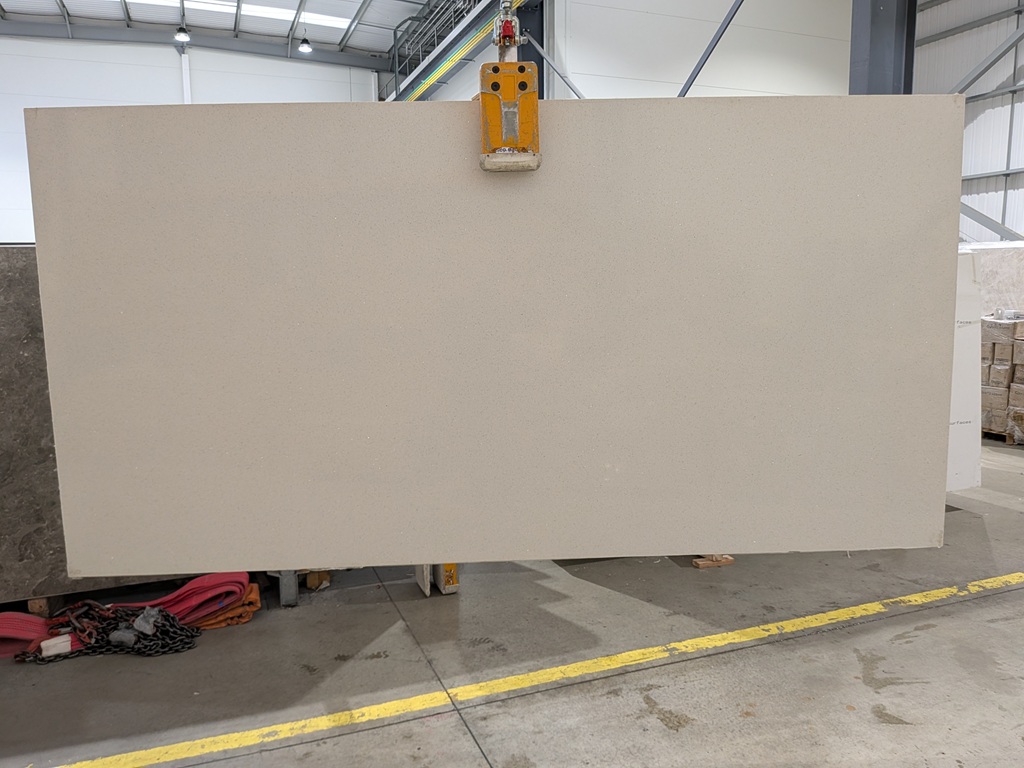 Bianco Starlight Quartz Nile Stone worktop slab video thumbnail showing colour and texture