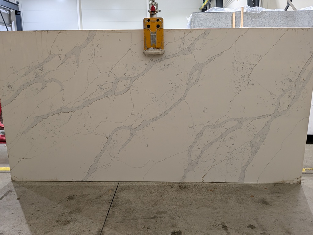 Calacatta Gold Quartz Nile Stone worktop slab video thumbnail showing colour and texture