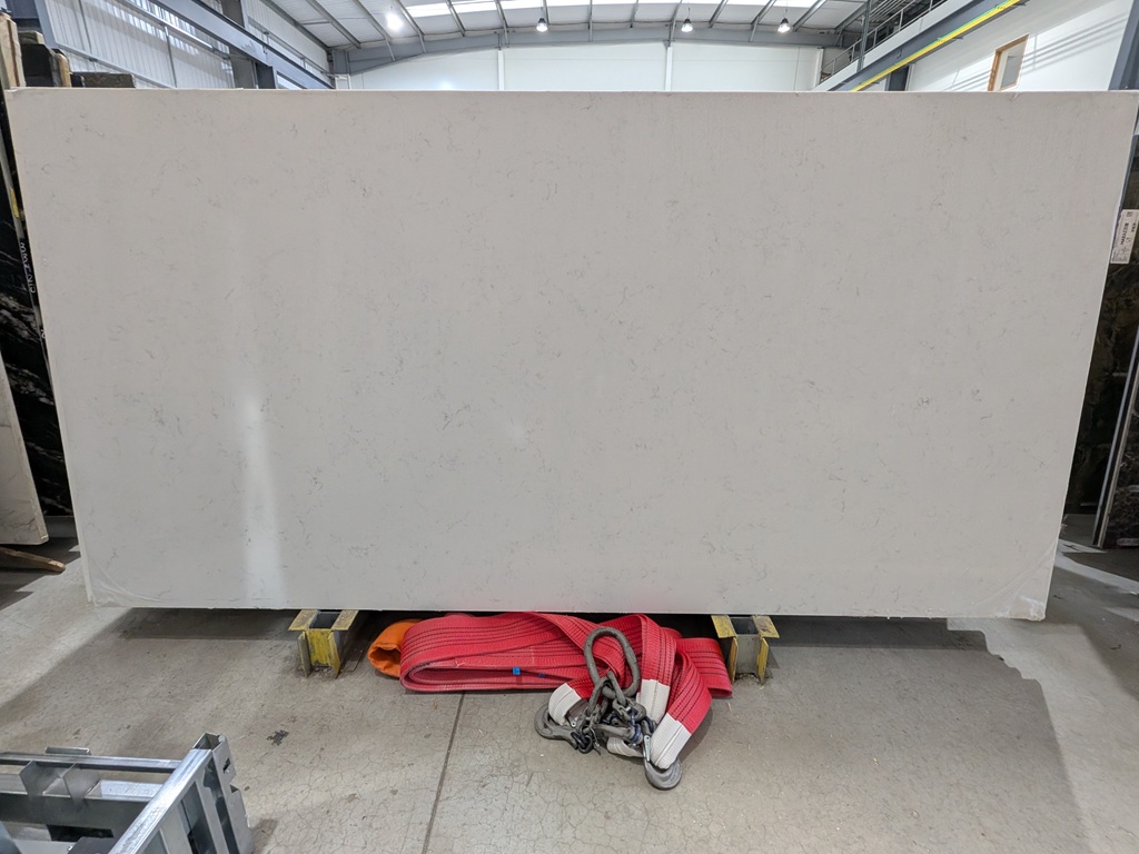 Carrara Jumbo Quartz Nile Stone worktop slab video thumbnail showing colour and texture