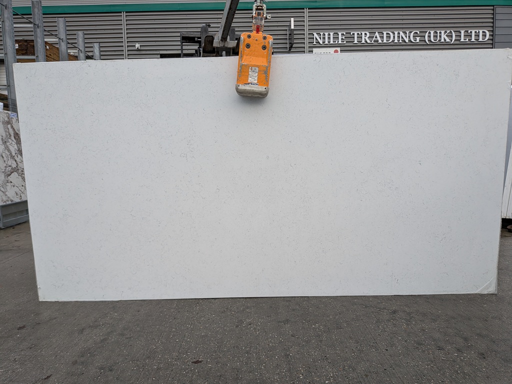 Carrara Mist Quartz Nile Stone worktop slab video thumbnail showing colour and texture