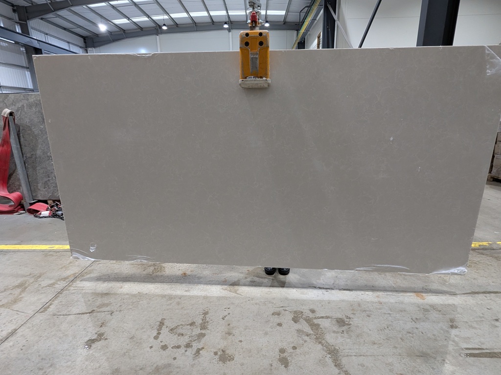 Ice White Quartz Nile Stone worktop slab video thumbnail showing colour and texture