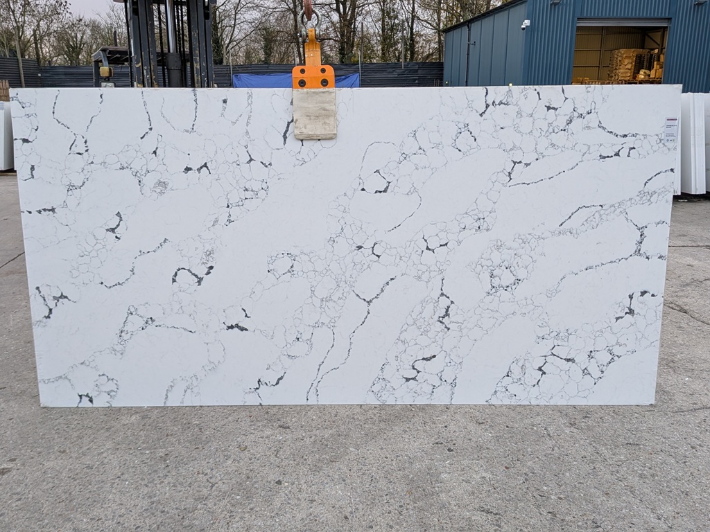 Arabescato Black Quartz Noble Stone worktop slab video thumbnail showing colour and texture