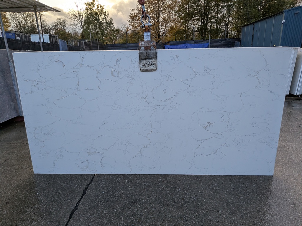 Arabescato Lite Quartz Noble Stone worktop slab video thumbnail showing colour and texture