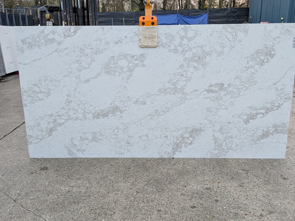 Arabescato Shimmer Quartz Noble Stone worktop slab video thumbnail showing colour and texture