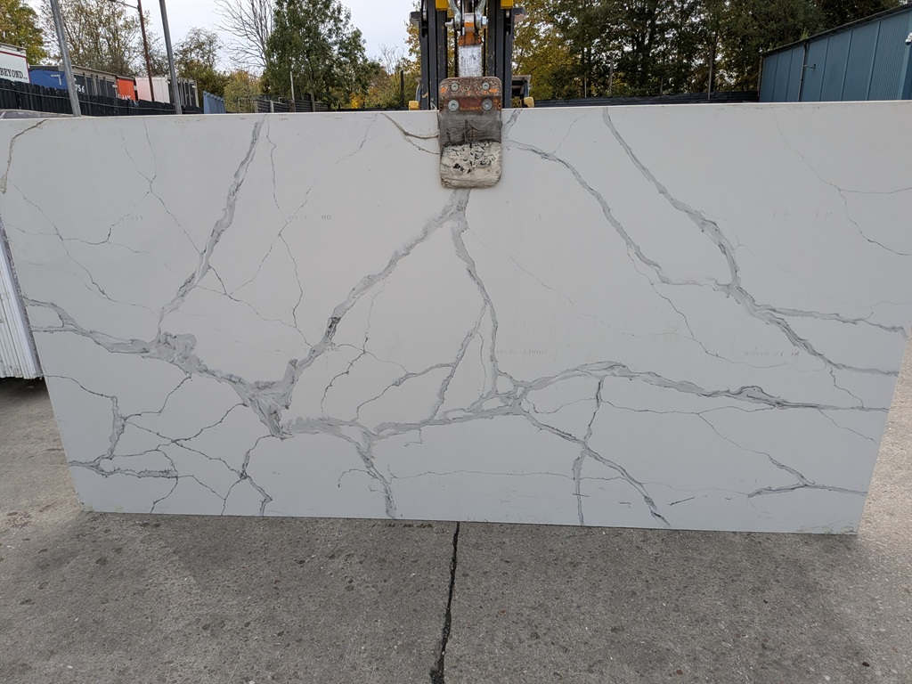 Calacatta Atlanta Quartz Noble Stone worktop slab video thumbnail showing colour and texture