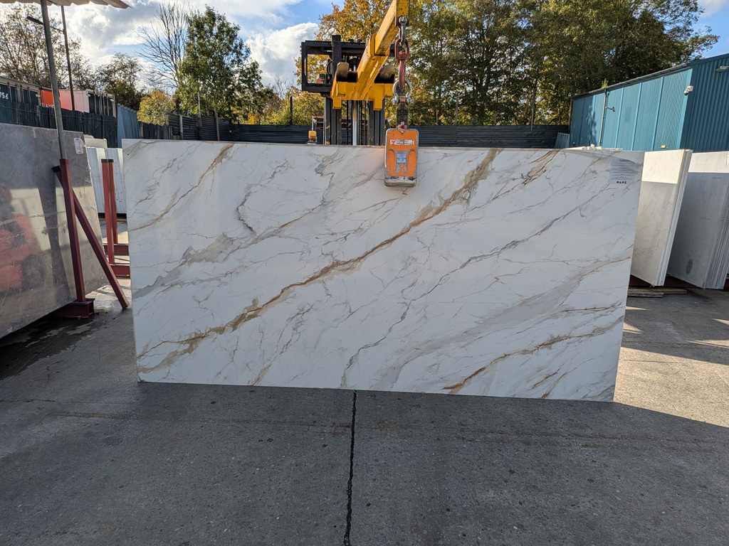 Calacatta Casablanca 3D Quartz Noble Stone worktop slab video thumbnail showing colour and texture