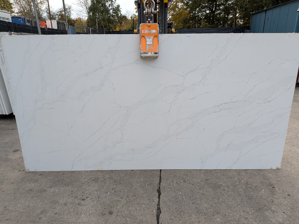 Calacatta Gris Quartz Noble Stone worktop slab video thumbnail showing colour and texture