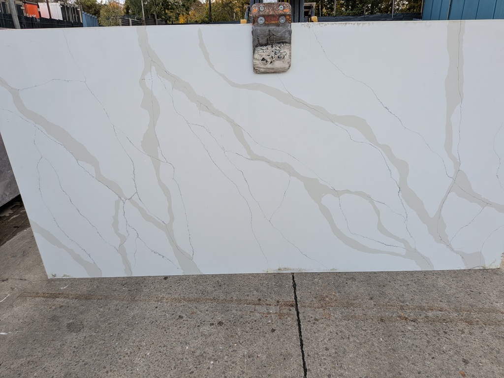 Calacatta Lugano Quartz Noble Stone worktop slab video thumbnail showing colour and texture