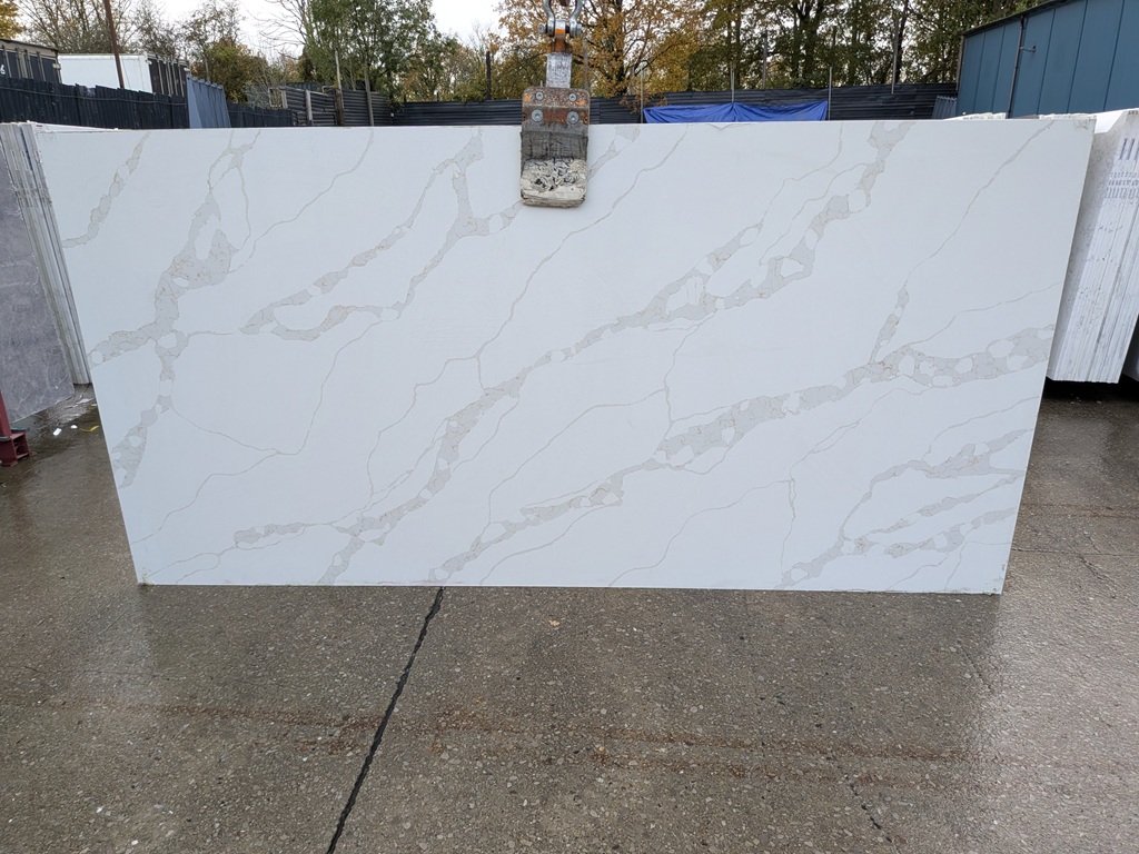 Calacatta Luna Quartz Noble Stone worktop slab video thumbnail showing colour and texture