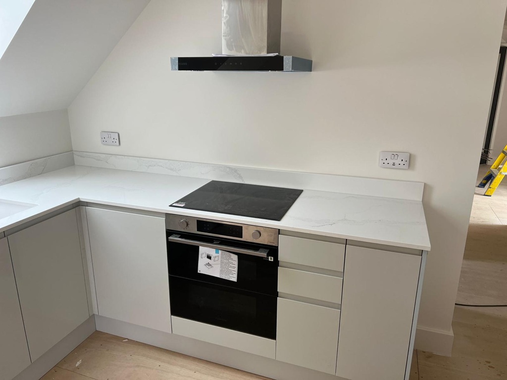 Calacatta Orlando Quartz Noble Stone worktop Installed in Loft Kitchen video thumbnail