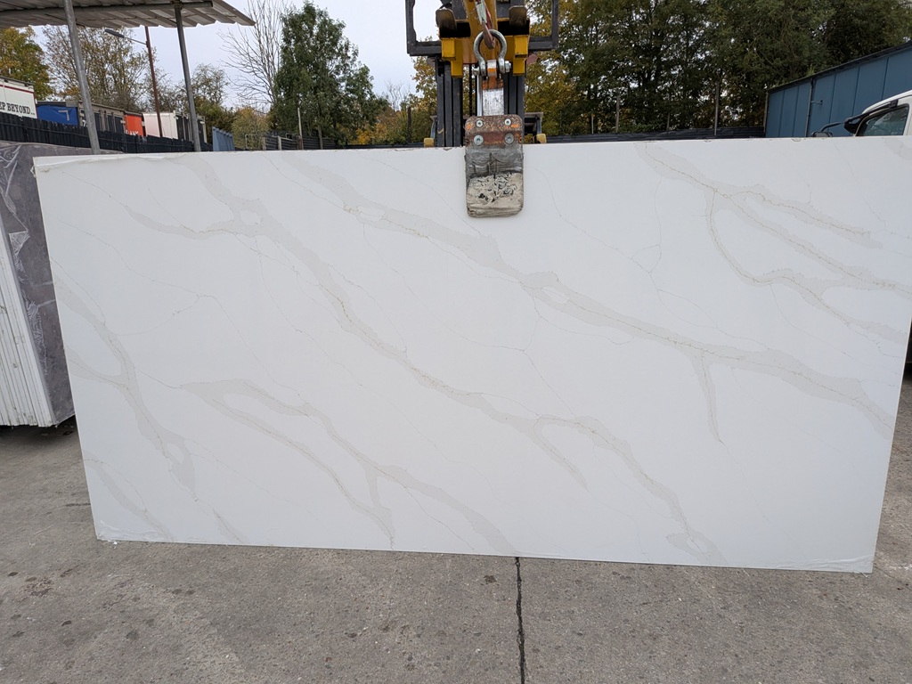Calacatta Oro Quartz Noble Stone worktop slab video thumbnail showing colour and texture