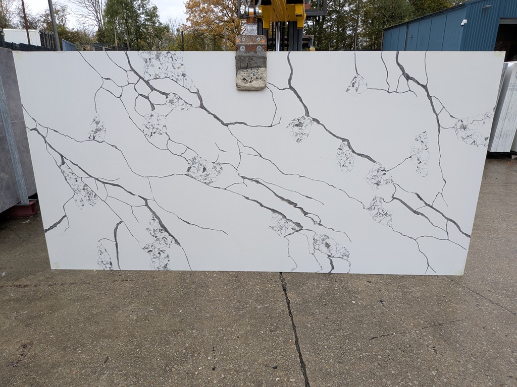 Calacatta Sydney Black Quartz Noble Stone worktop slab video thumbnail showing colour and texture