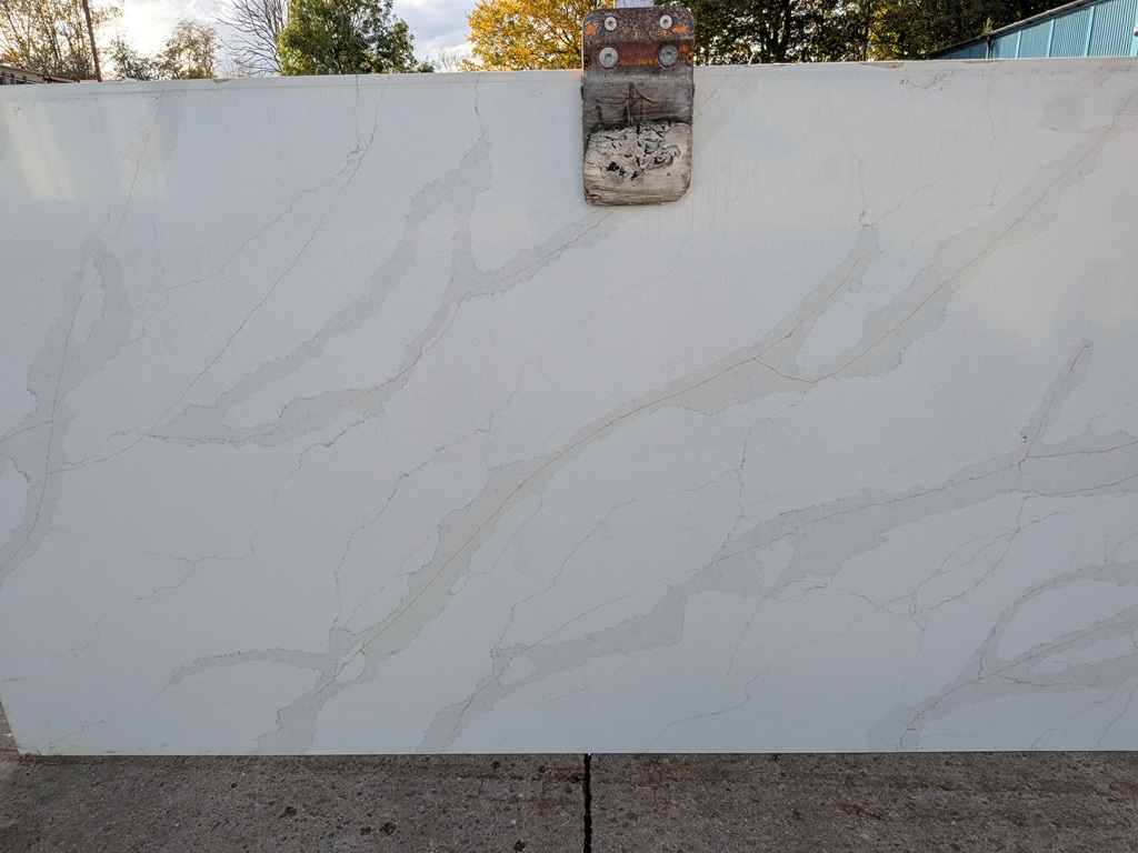 Calacatta Tala Shimmer Quartz Noble Stone worktop slab video thumbnail showing colour and texture
