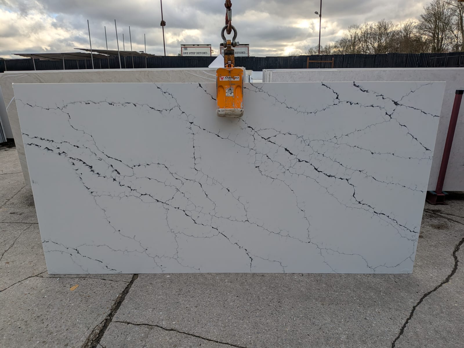 Glow Sky Quartz Noble Stone worktop slab video thumbnail showing colour and texture