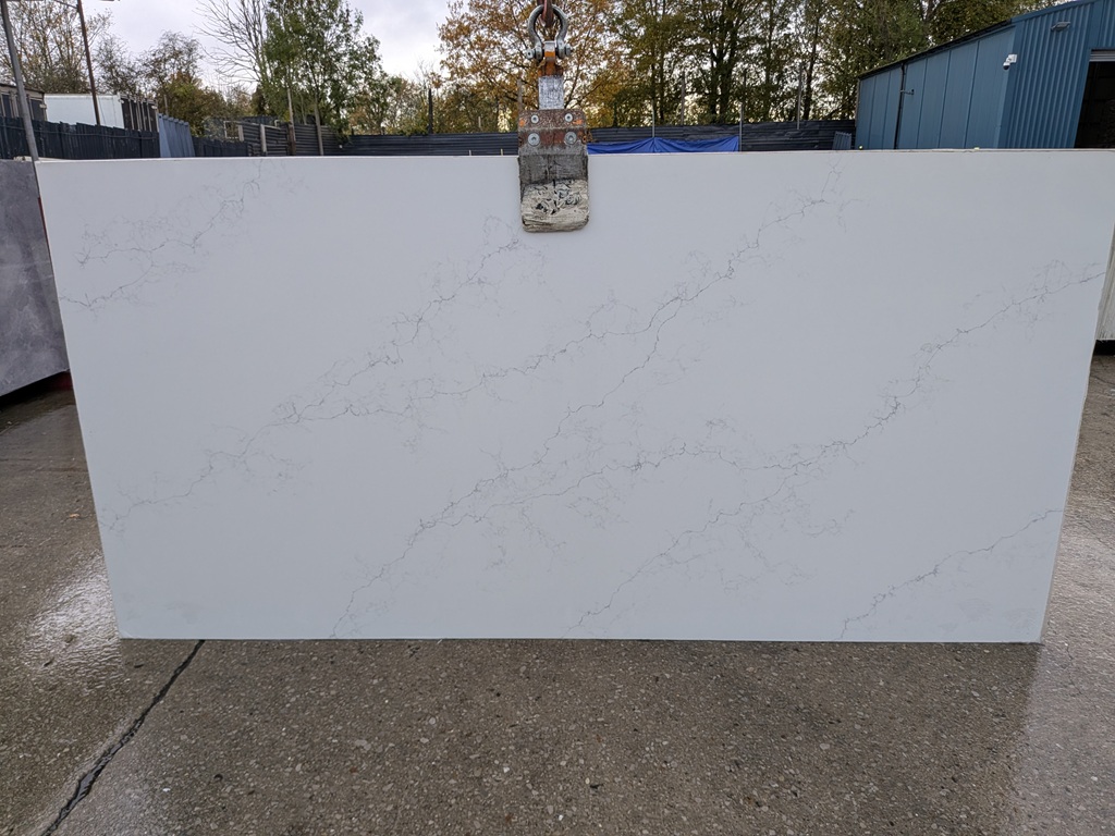 Harmony White Quartz Noble Stone worktop slab video thumbnail showing colour and texture