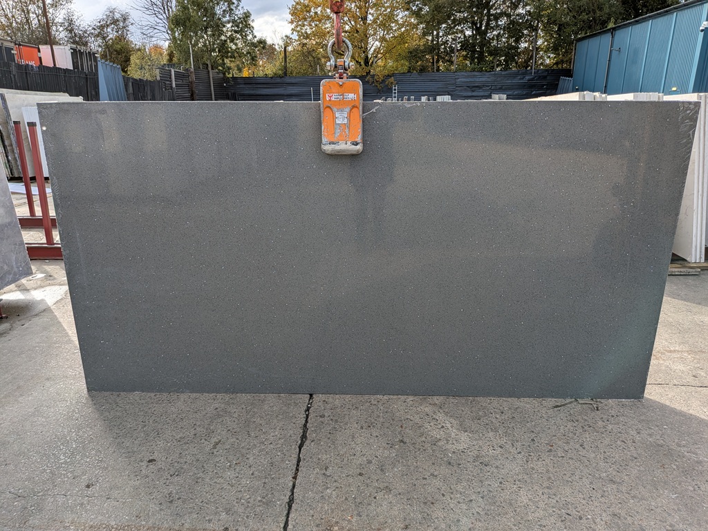 Mirror Grey Quartz Noble Stone worktop slab video thumbnail showing colour and texture