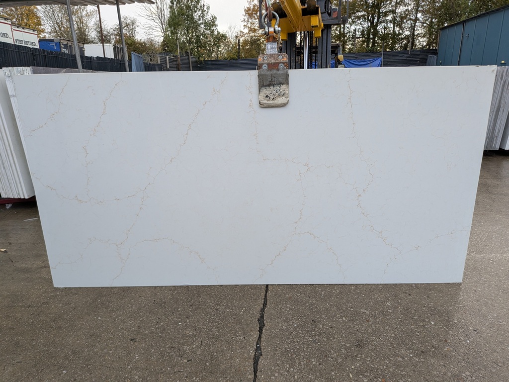 Misterio Gold Quartz Noble Stone worktop slab video thumbnail showing colour and texture
