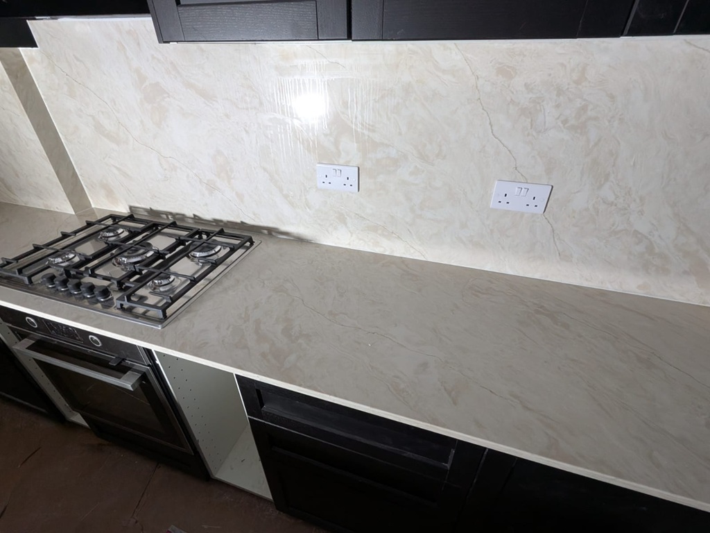 Taj Mahal 3D Quartz Noble Stone worktop slab video thumbnail showing colour and texture