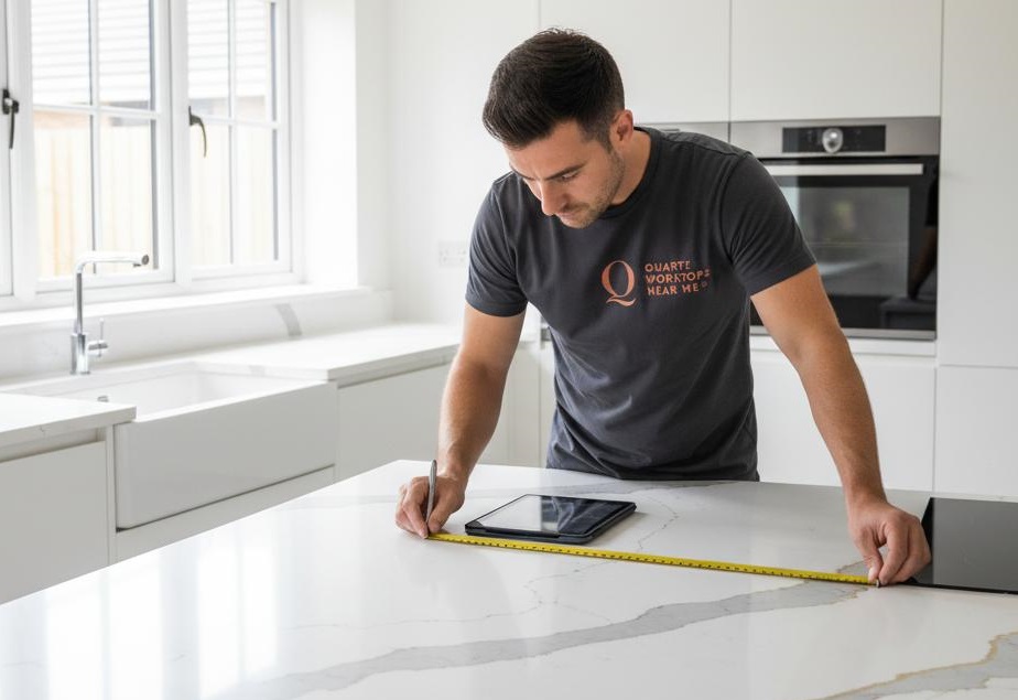 Professional quartz worktop installation & Fitting in a modern London kitchen